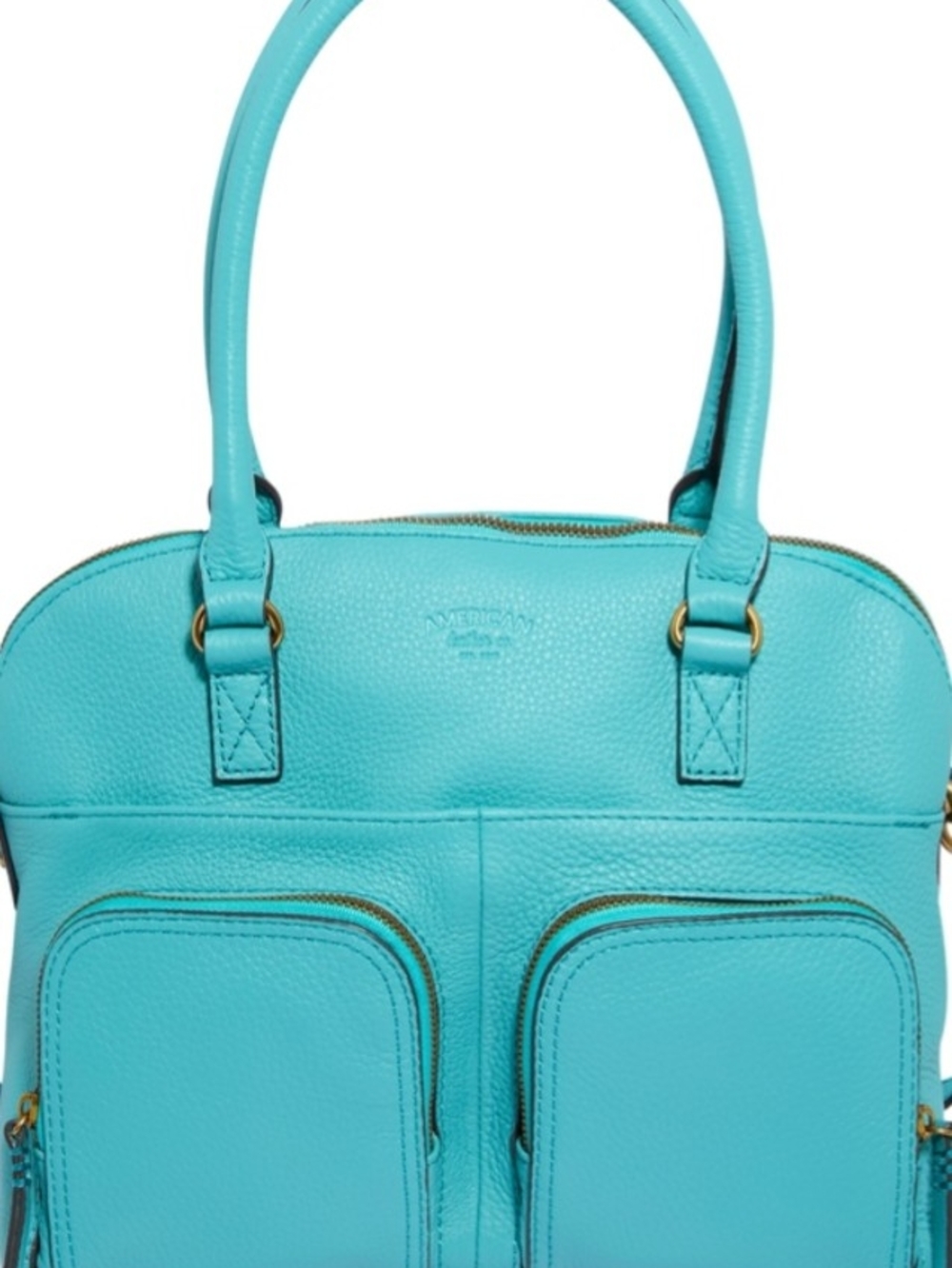 Teal Pebbled Leather Satchel Handbag